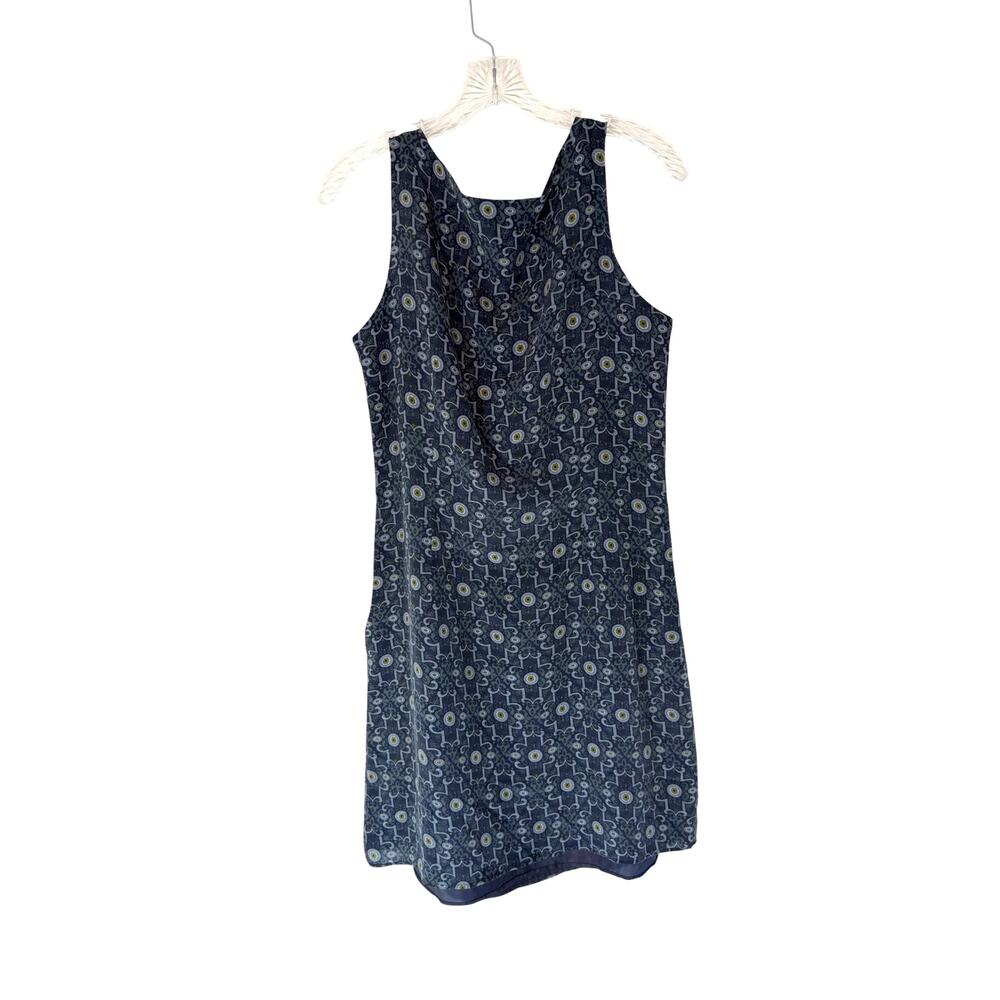 Merona Dress Silk Blue Vintage 90s‎ Sleeveless Geometric Print Tie Front Size 14 - Picture 9 of 11